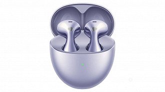Huawei FreeBuds 6 na case. Imagem: Huawei/Reprodução