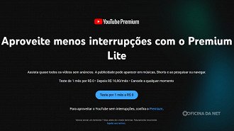 YouTube Premium Lite está aparecendo apenas para algumas contas selecionadas. Imagem: Captura de tela